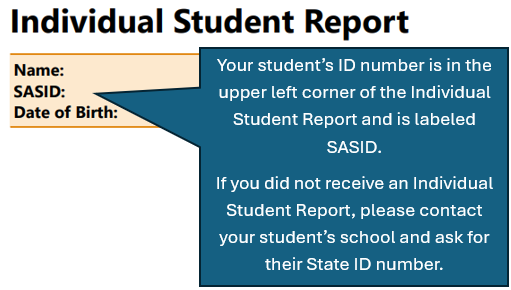 This is an image to help locate a student's ID.